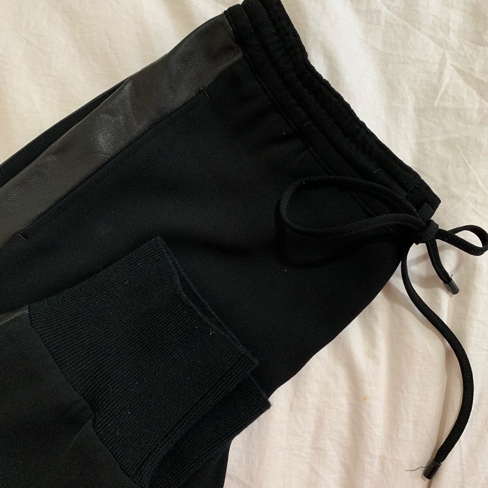 Vince black crepe and leather joggers